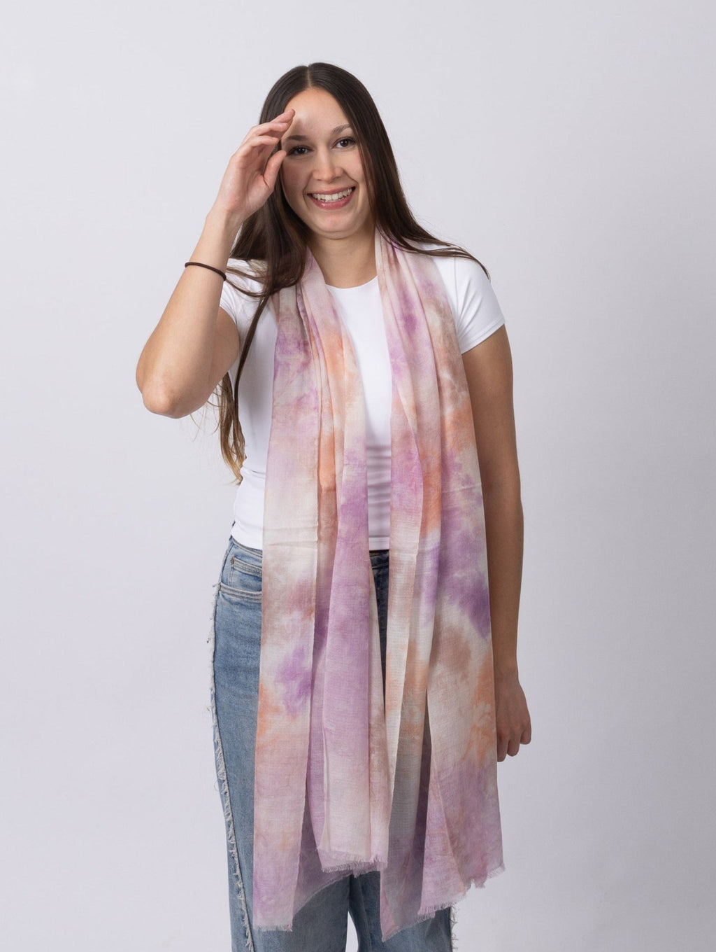 Mira Cashmere Scarf — Peach Lilac