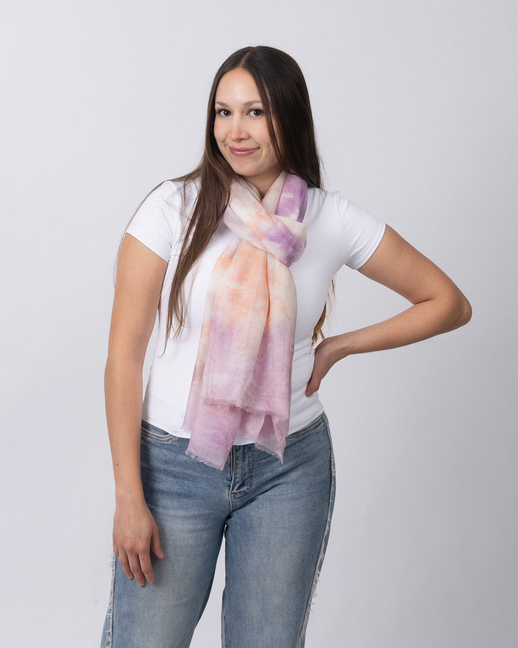 Mira Cashmere Scarf — Peach Lilac