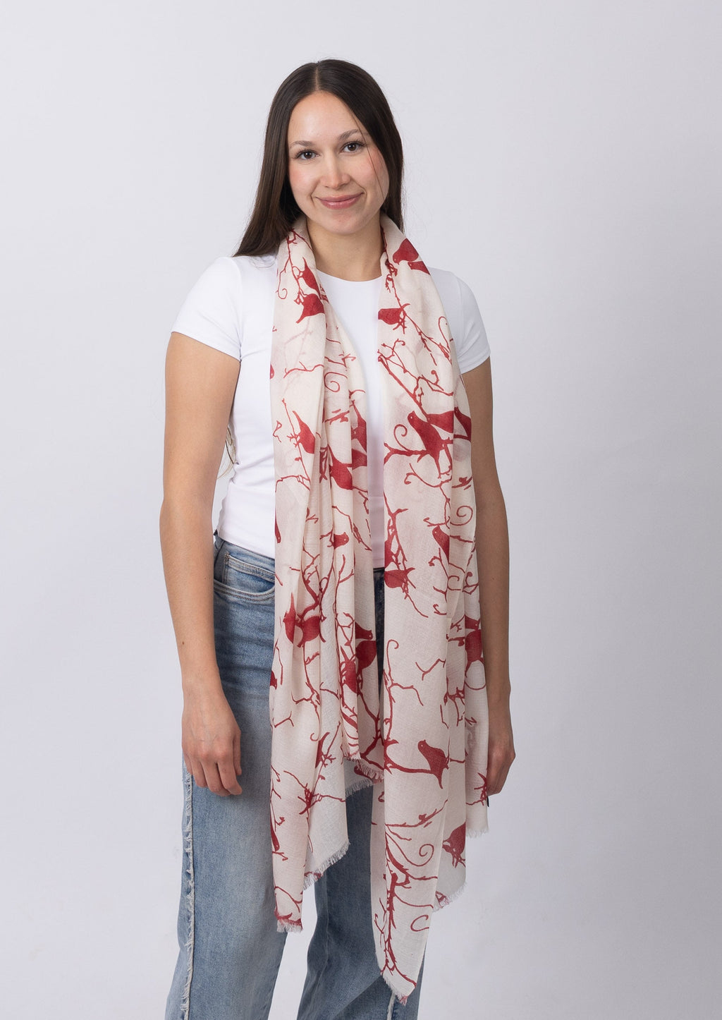 Red Bird Cashmere Scarf