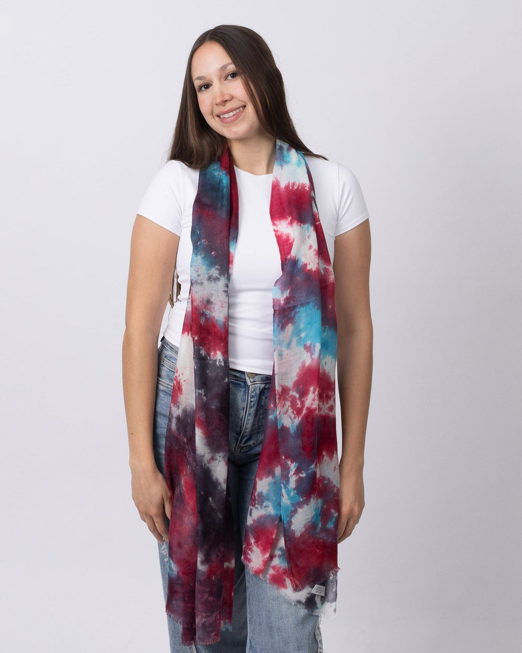 Mira Cashmere Scarf —Burgundy Teal