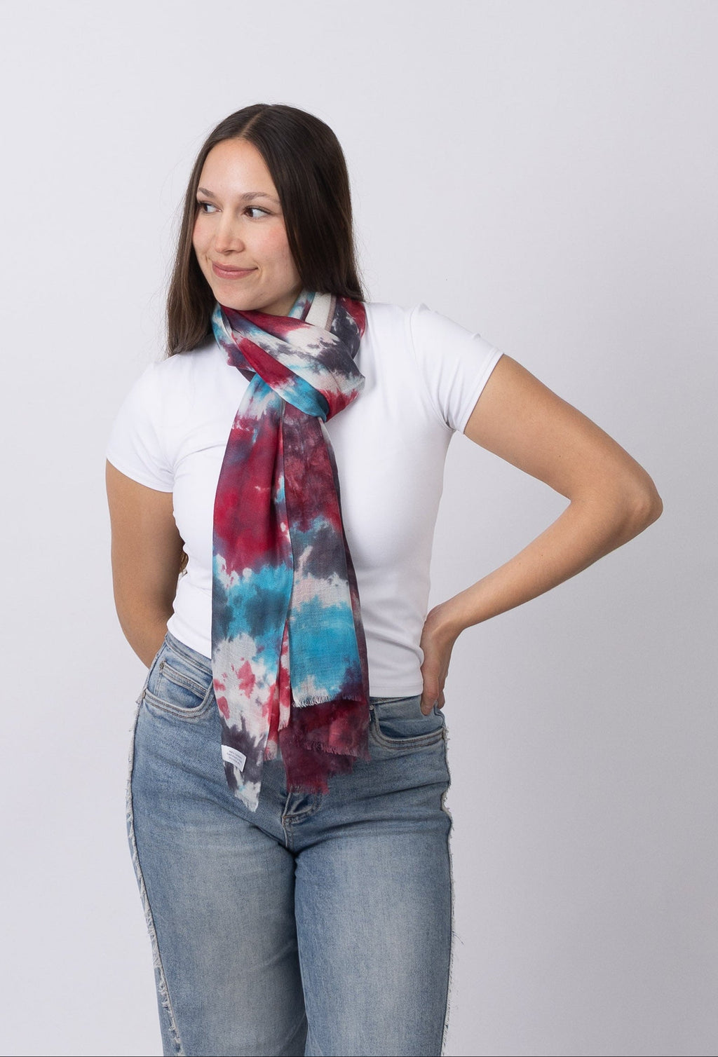 Mira Cashmere Scarf —Burgundy Teal