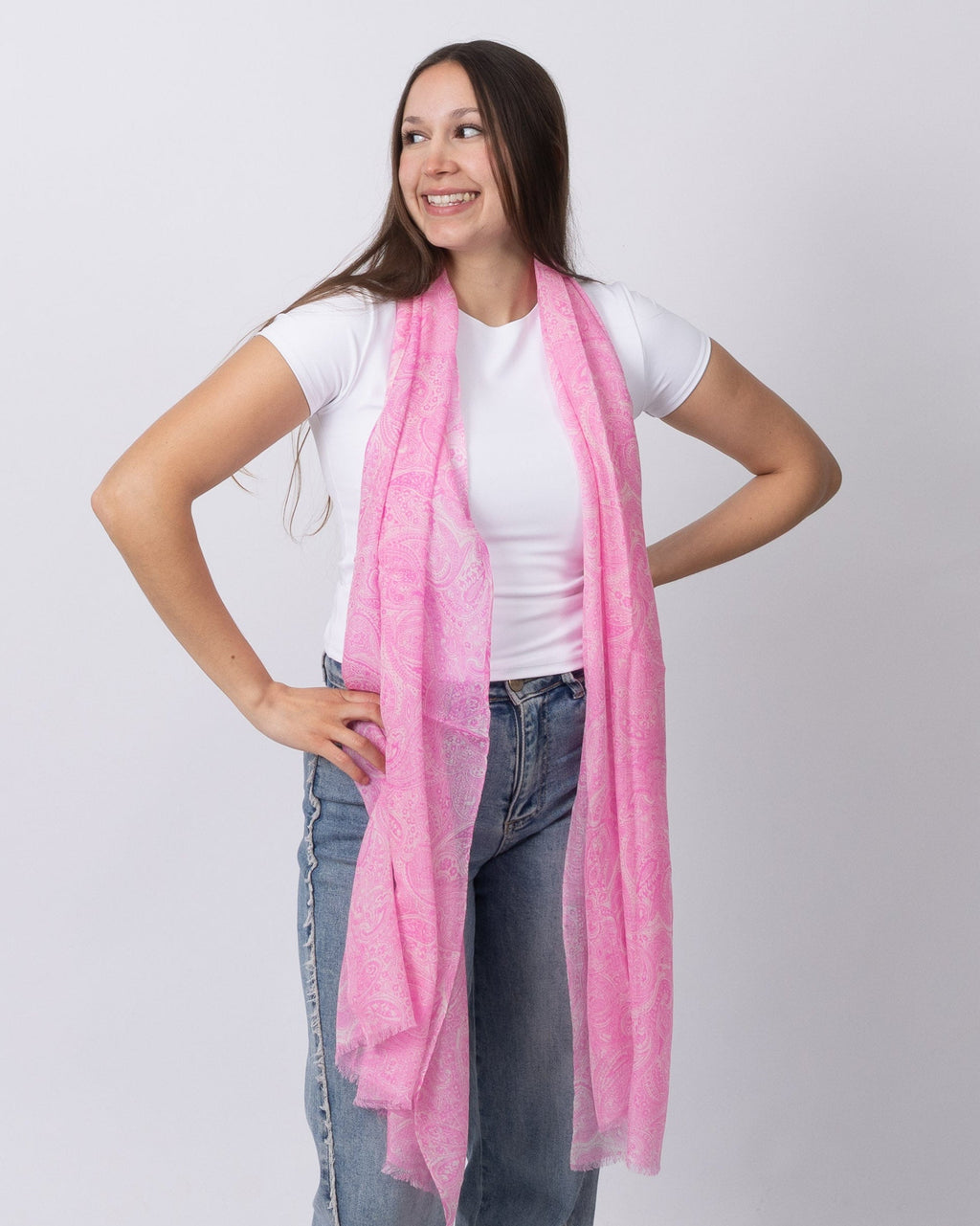 Paisley Pink Cashmere Scarf