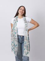 Aqua Bloom Cashmere Scarf