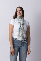 Aqua Bloom Cashmere Scarf