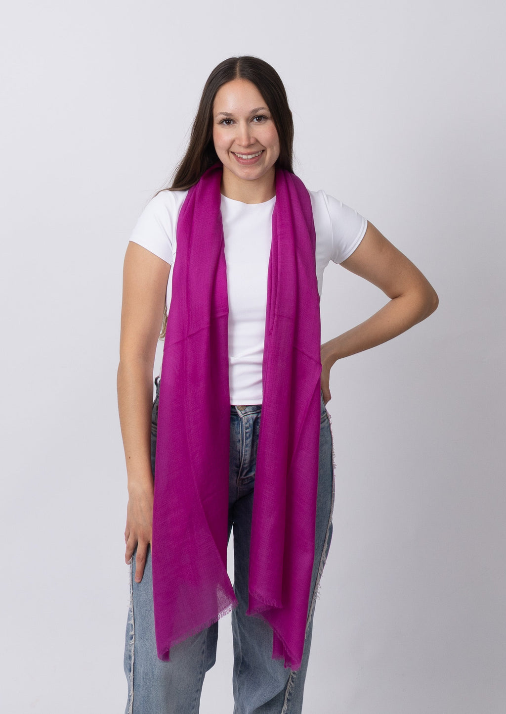 Fuchsia Pink Cashmere Scarf