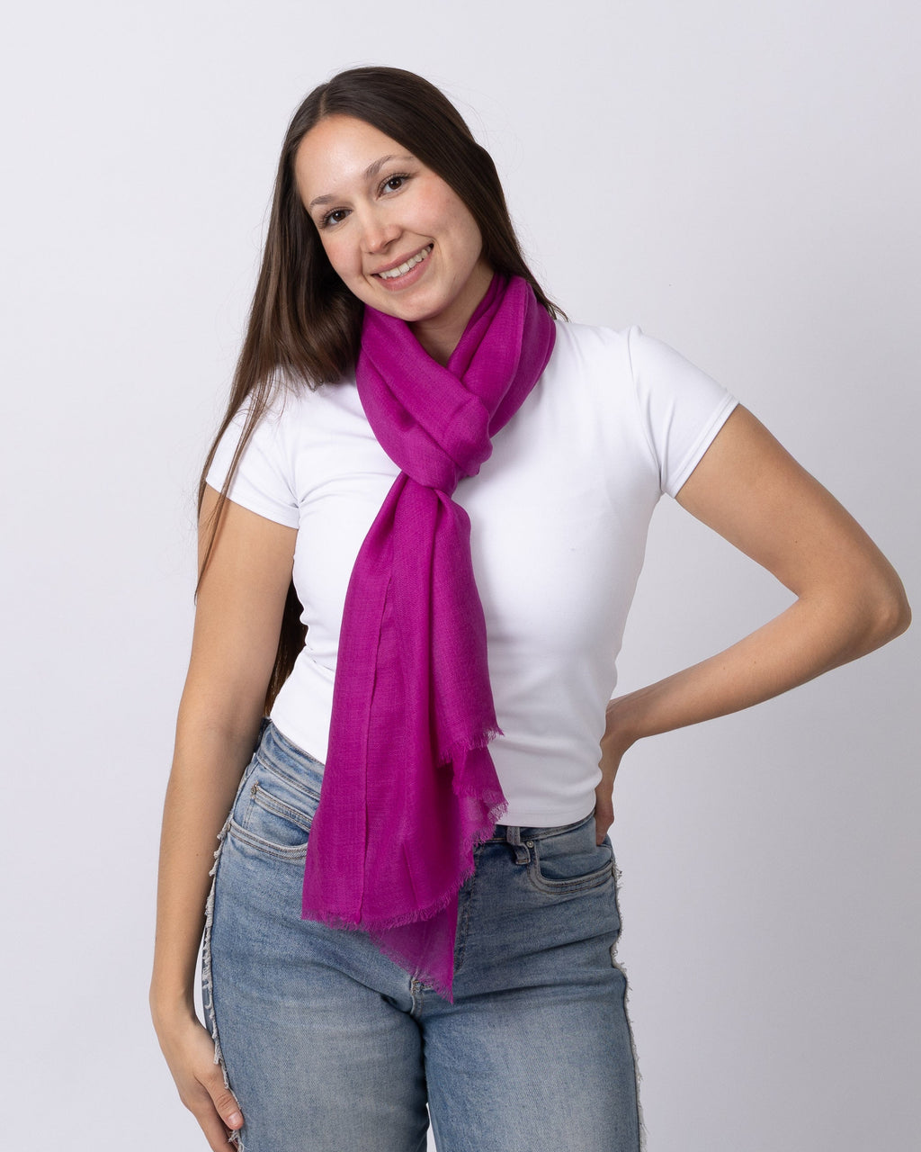 Fuchsia Pink Cashmere Scarf
