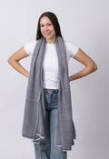 Navy Herringbone Cashmere Scarf