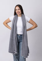 Navy Herringbone Cashmere Scarf