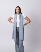 Light Blue Herringbone Cashmere Scarf