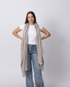 Taupe Herringbone Cashmere Scarf