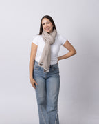 Taupe Herringbone Cashmere Scarf