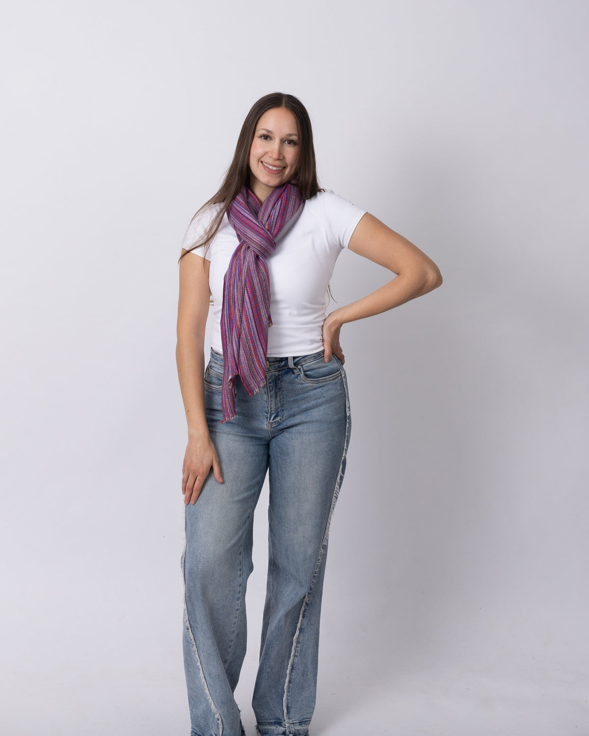 Mulberry Stripe Cashmere Scarf