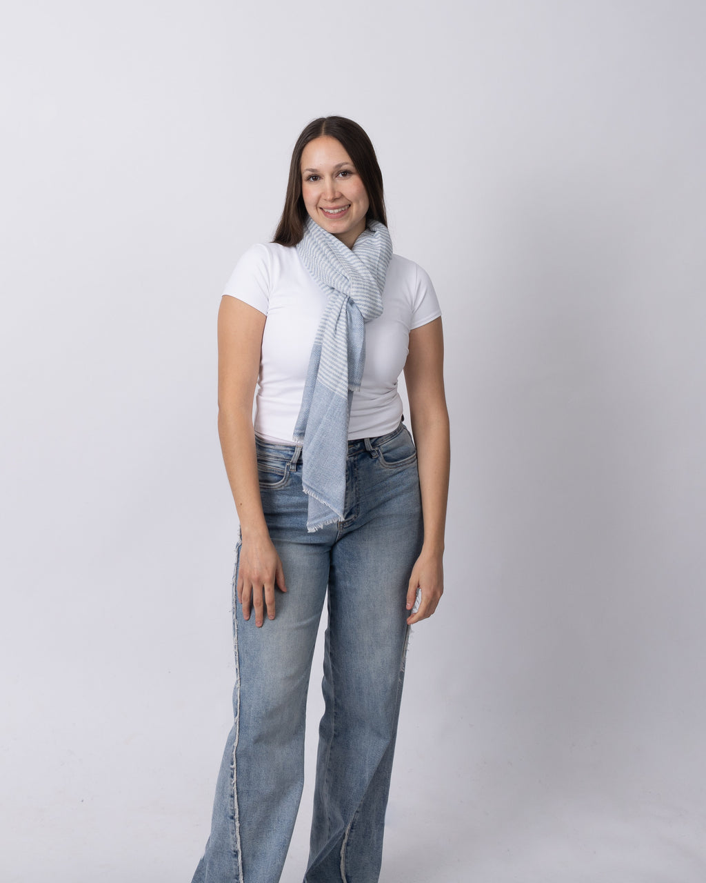 Powder Blue Stripe Cashmere