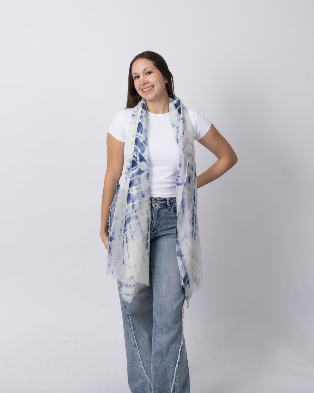 Blue Shibori Cashmere Scarf
