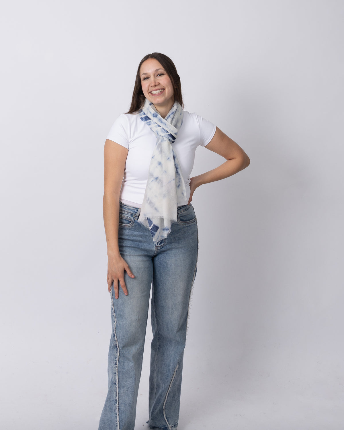 Blue Shibori Cashmere Scarf