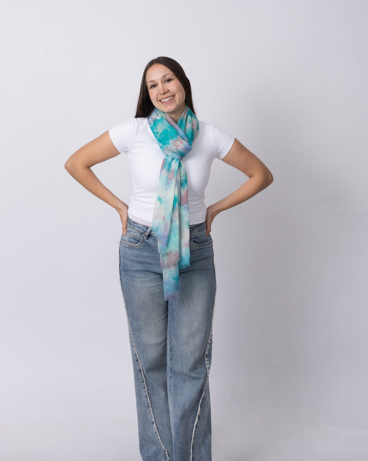 Mira cashmere Scarf- Aqua turquoise