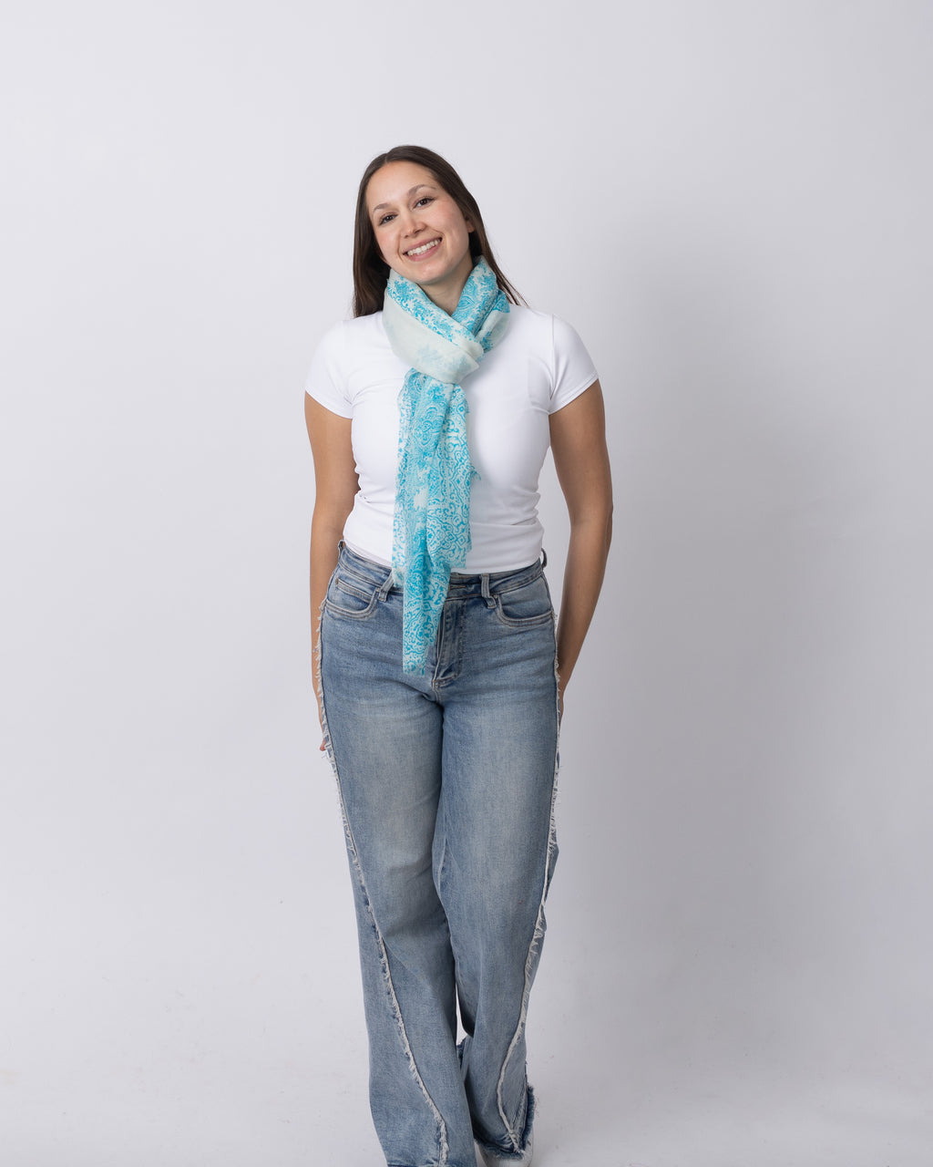 Paisley Cashmere Scarf- Turquoise