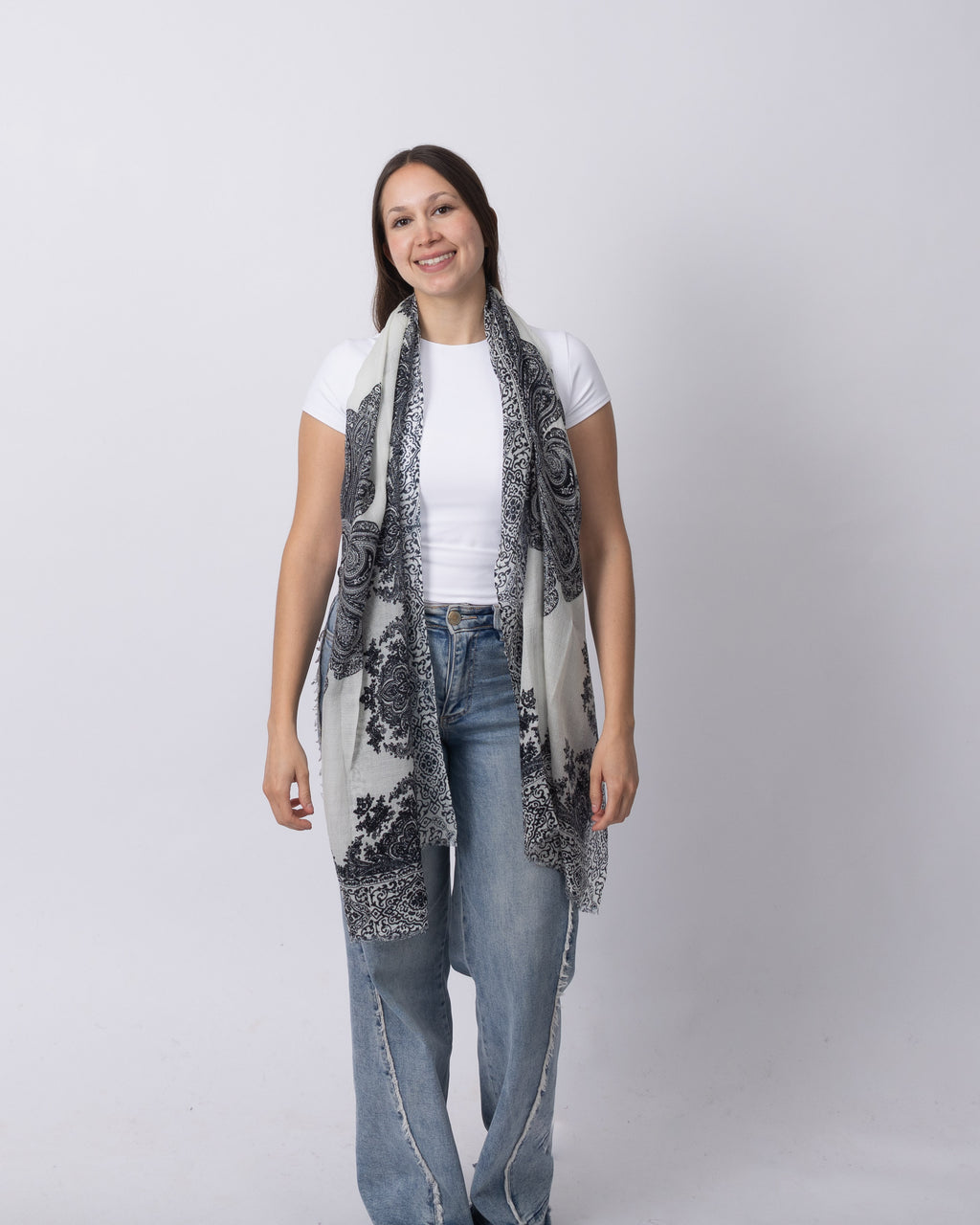 Paisley Cashmere Scarf- black