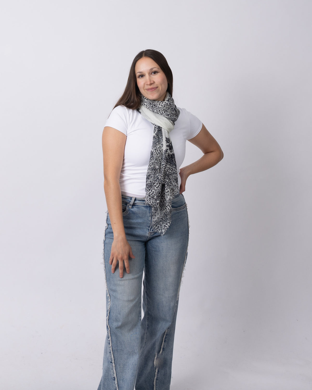 Paisley Cashmere Scarf- black