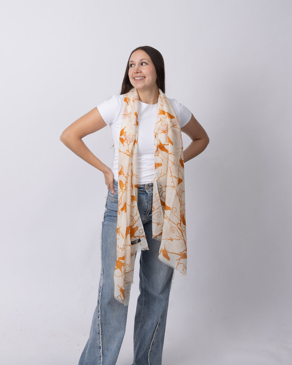 Orange Blossom Bird Cashmere