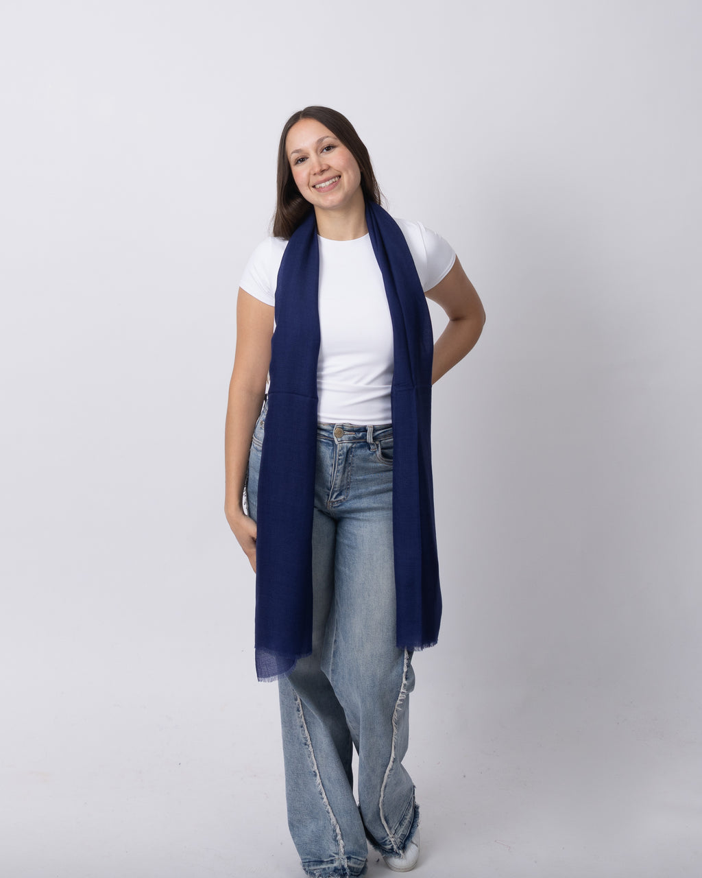 Navy Plain Cashmere