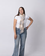 Cream & Grey Stripe Cashmere