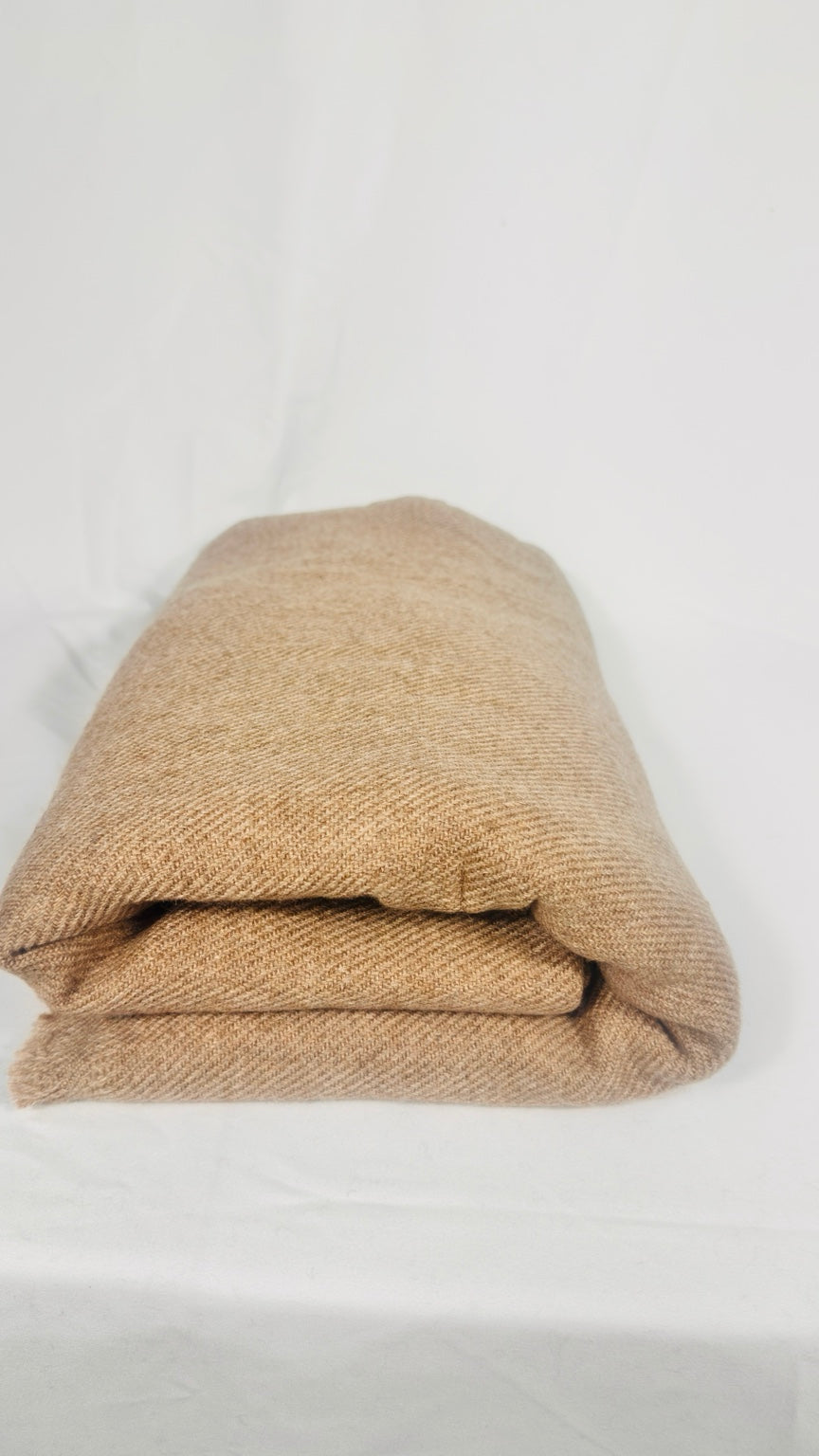 Camel plain cashmere blanket folded