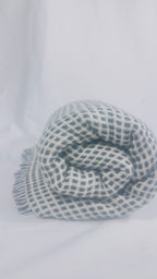 Black & Ivory Check rolled cashmere blanket