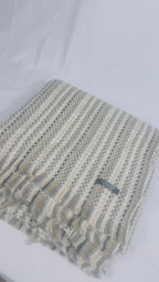 Neutral Multi Check folded cashmere blanket