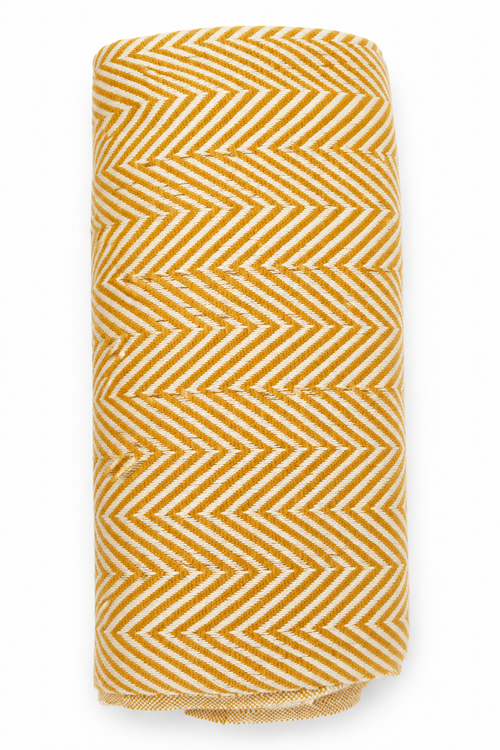 PH Cashmere mustard and cream herringbone cashmere blanket